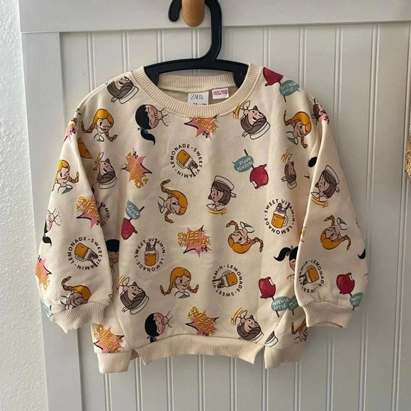 Zara Girls Face and Graphic Print Sweatshirt Top 3-4Y NWT - Picture 1 of 5